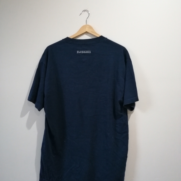 Fly Society Script T-shirt Tee Navy Large - Picture 5 of 7